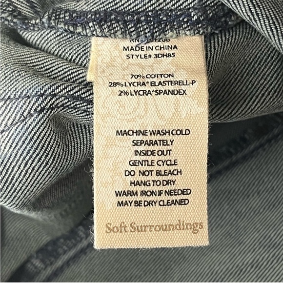 SOFT SURROUNDINGS NWT THE ULTIMATE SNAP UP LEGGINGS DARK BLUE DENIM WASH PETITE - Picture 12 of 15